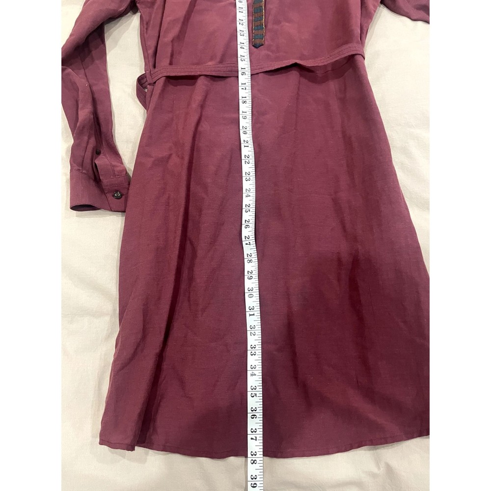 NWT Scotch & Soda Womens Small Mini Shirt Dress Long Sleeve Red V Neck Button Up - Picture 7 of 7